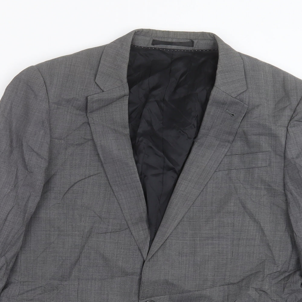 Topman Mens Grey Polyester Jacket Suit Jacket Size 40