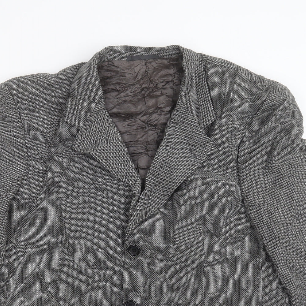 Copperstone Mens Grey Plaid Polyester Jacket Suit Jacket Size 40