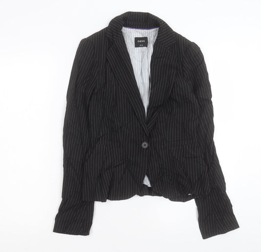 Oasis Womens Black Striped Jacket Blazer Size 10 Button