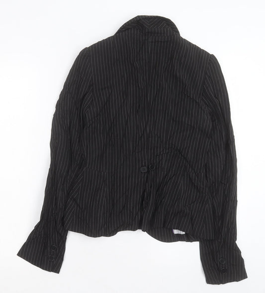 Oasis Womens Black Striped Jacket Blazer Size 10 Button