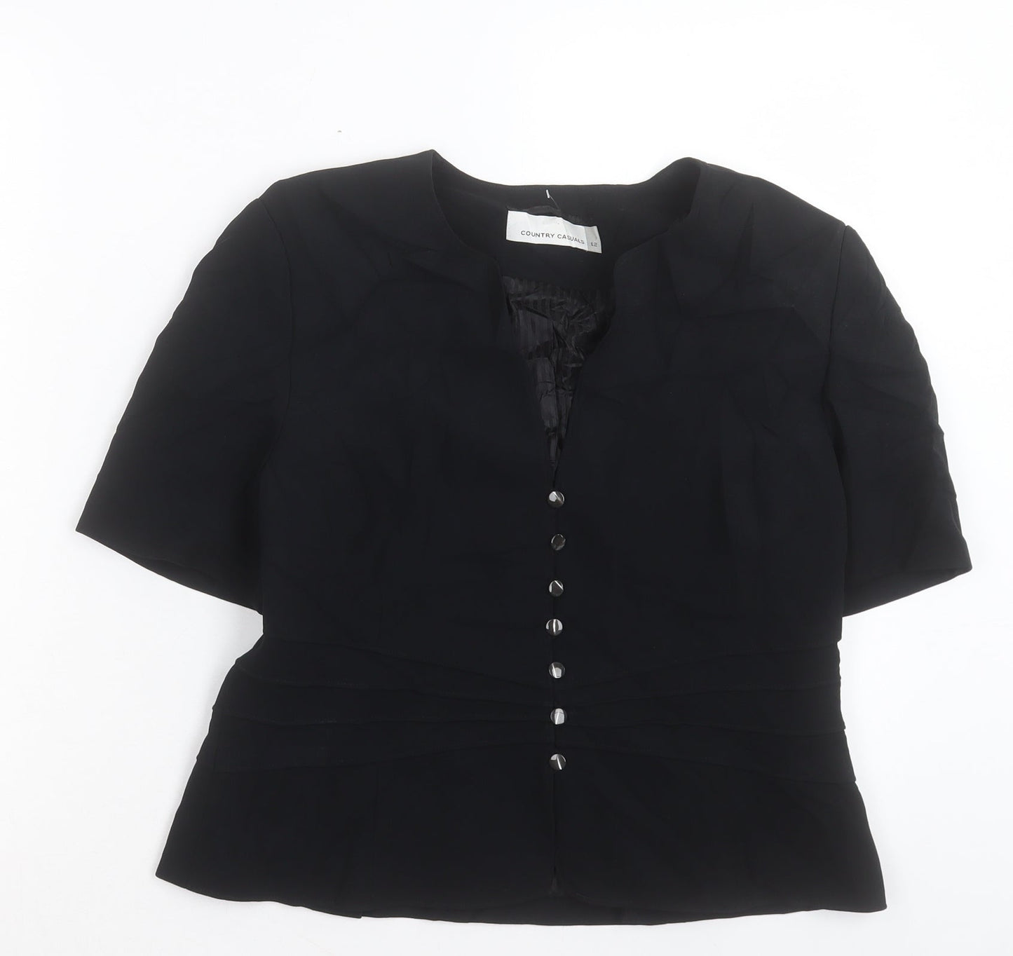 Country Casuals Womens Black Jacket Blazer Size 12 Button