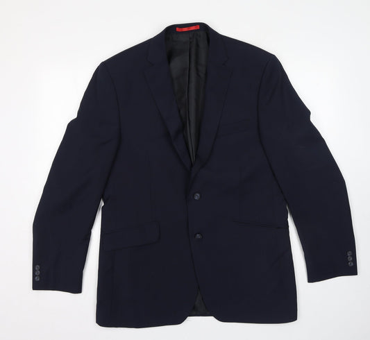 Preworn Mens Blue Polyester Jacket Suit Jacket Size 42