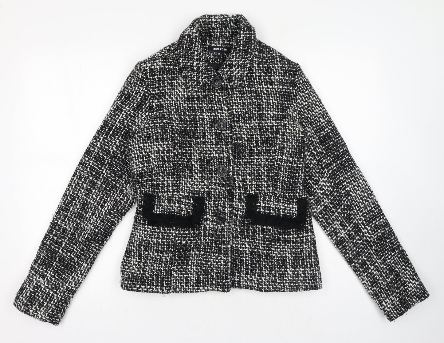 Miss Posh Womens Black Jacket Blazer Size 10 Button