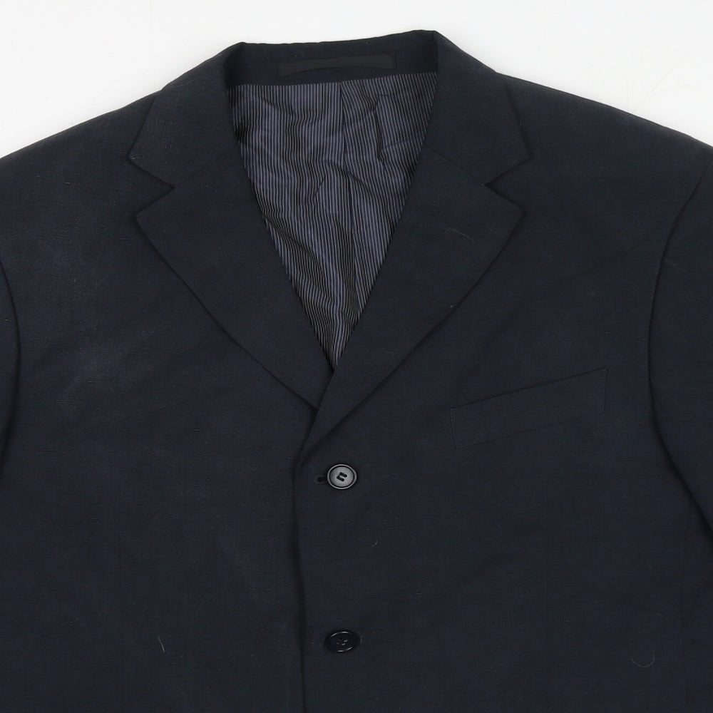 Marks and Spencer Mens Blue Lyocell Jacket Suit Jacket Size 42 - Navy