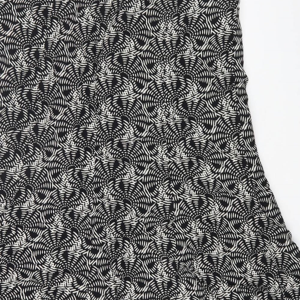Nassc Womens Black Geometric Viscose A-Line Skirt Size 10 Zip