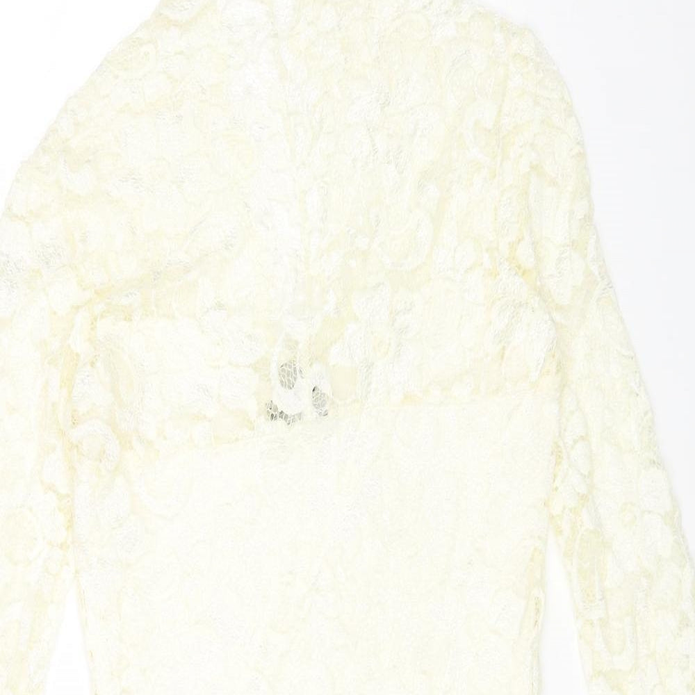 ASOS Womens Ivory Nylon Bodycon Size 10 High Neck Pullover