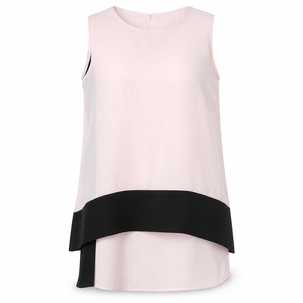 Roman Womens Pink Polyester Basic Blouse Size 10 Round Neck