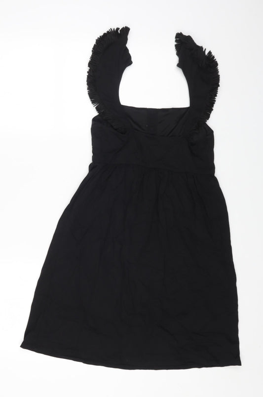 ASOS Womens Black Polyester Fit & Flare Size 8 Square Neck Pullover