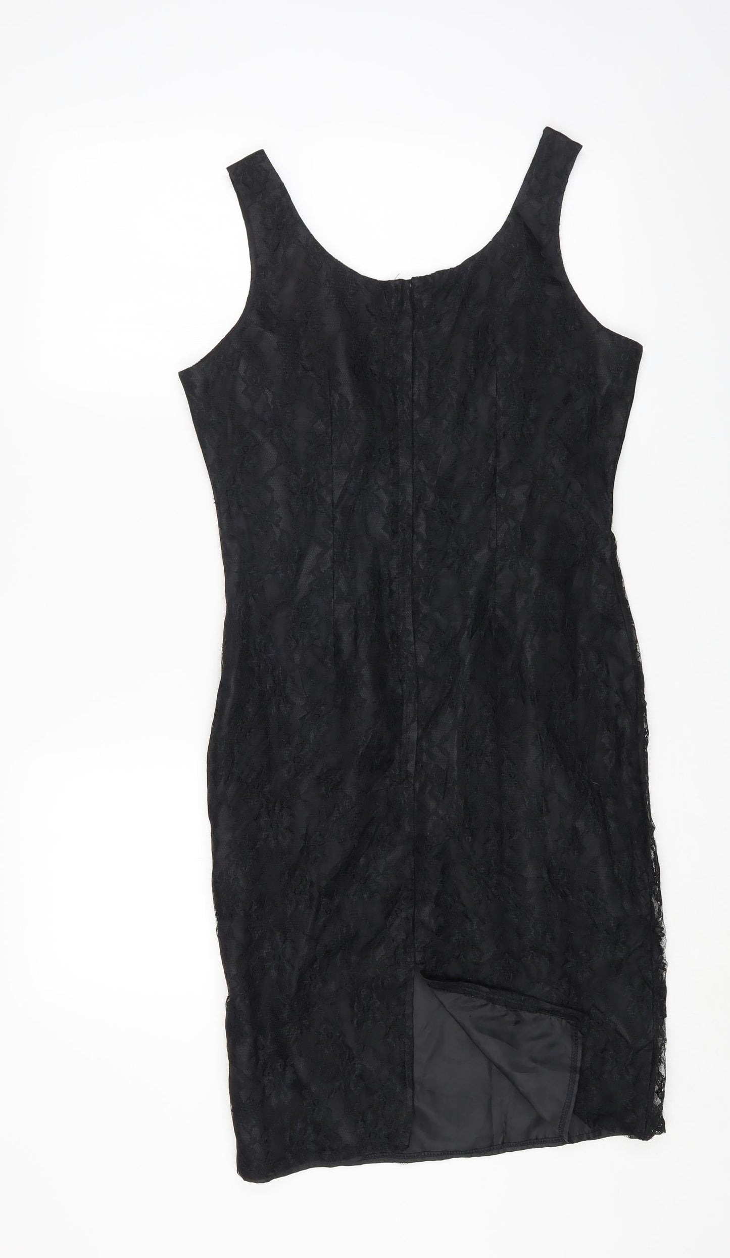 Classics Womens Black Nylon Bodycon Size 12 Square Neck Zip