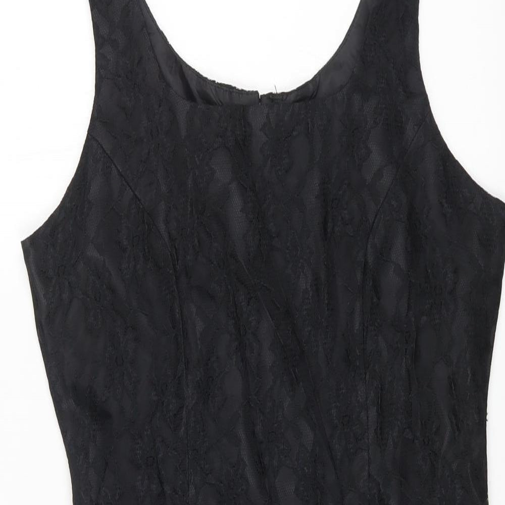Classics Womens Black Nylon Bodycon Size 12 Square Neck Zip