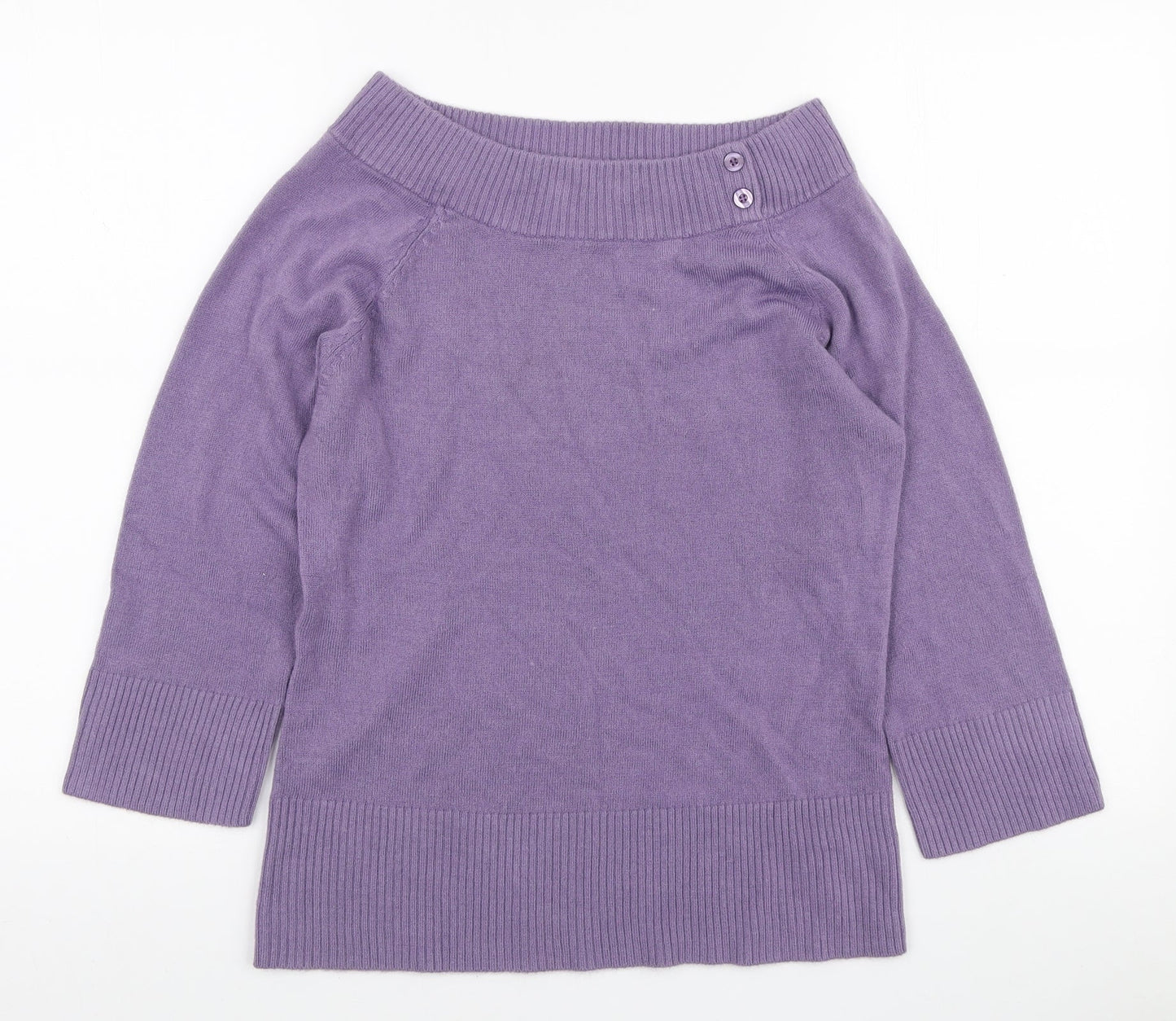Editions Womens Purple Boat Neck Acrylic Pullover Jumper Size 12