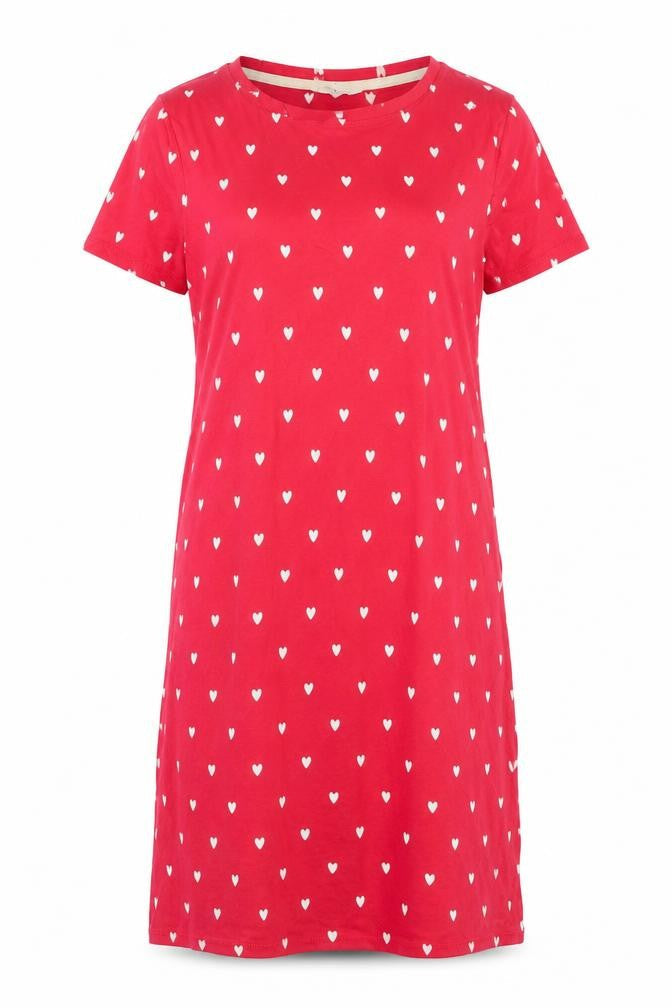 Marks and Spencer Womens Pink Geometric 100% Cotton Chemise Dress Size 8