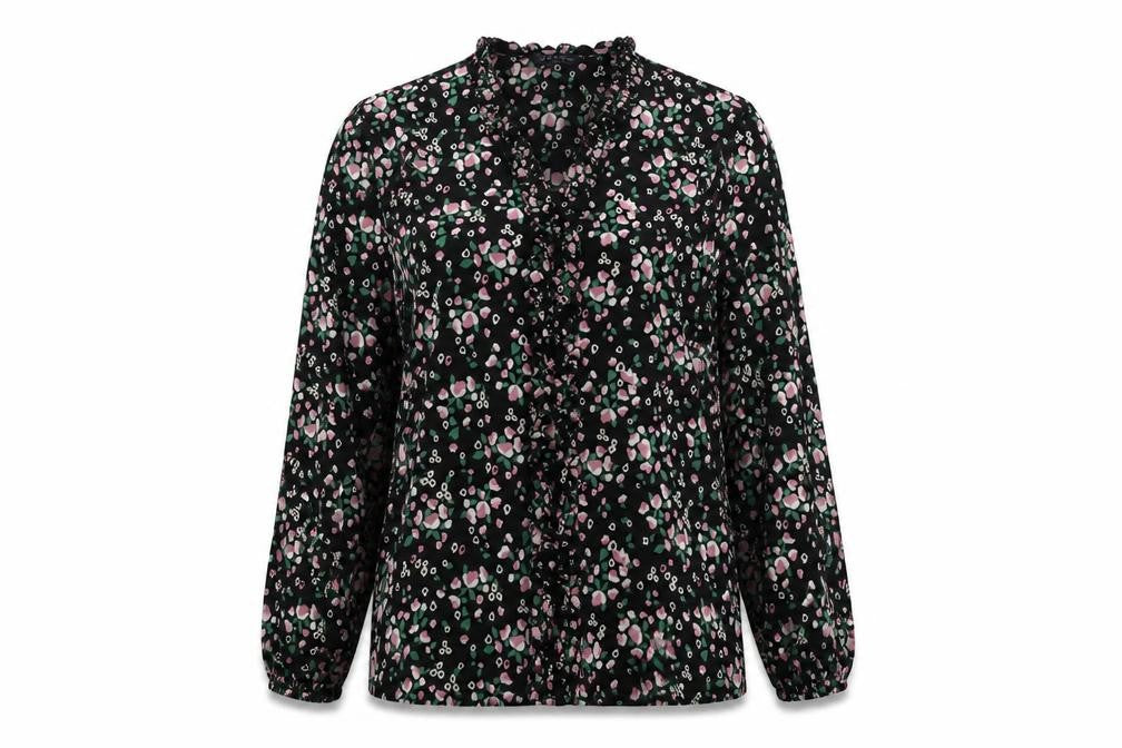 Marks and Spencer Womens Multicoloured Floral Polyester Basic Blouse Size 8 V-Neck