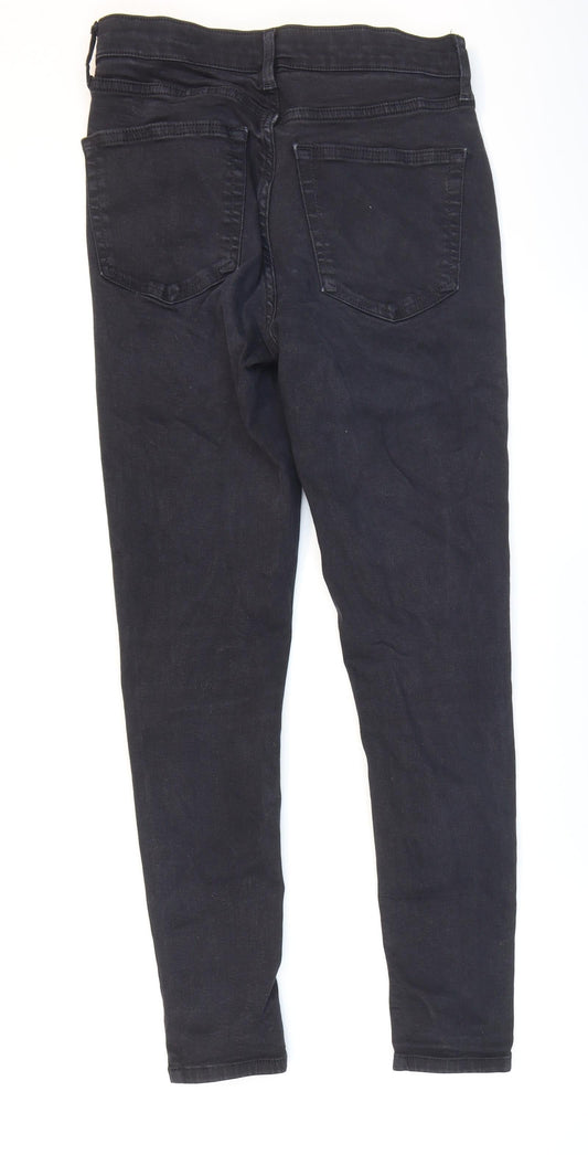 Topshop Mens Black Cotton Skinny Jeans Size 28 in L32 in Regular Zip