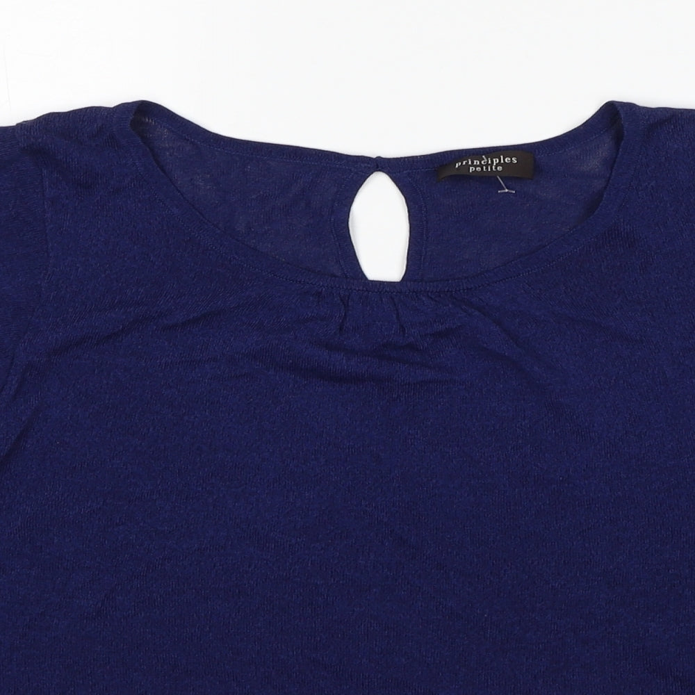Principles Womens Blue Viscose Basic T-Shirt Size M Scoop Neck