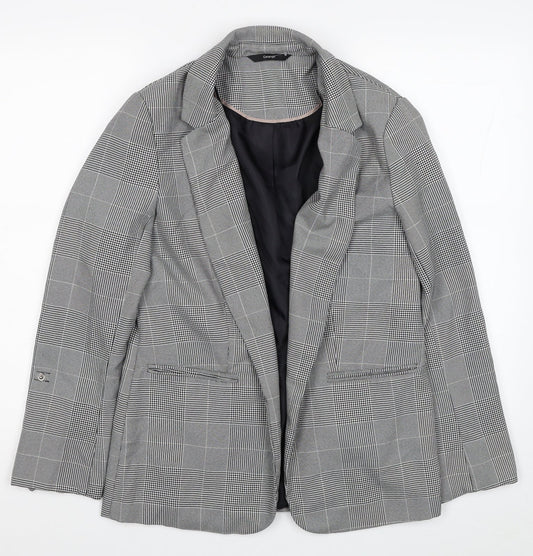 George Womens Black Plaid Jacket Blazer Size 10