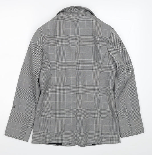 George Womens Black Plaid Jacket Blazer Size 10