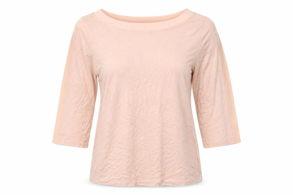 Preworn Womens Pink Polyester Basic T-Shirt Size 14 Boat Neck
