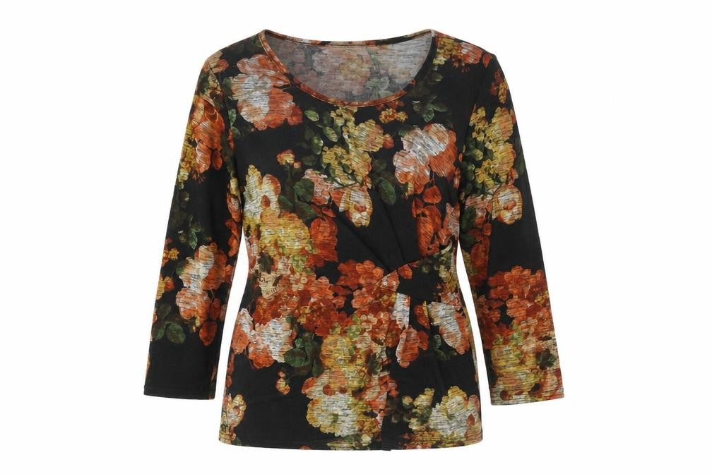 Bassini Bassino Womens Multicoloured Floral Polyester Jersey T-Shirt Size 12 Round Neck