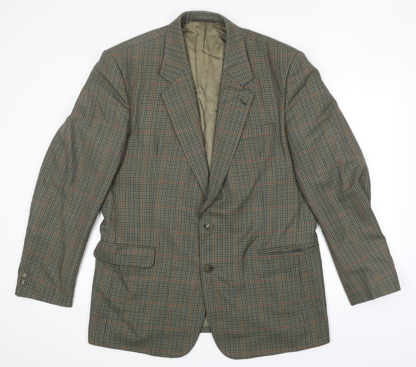 Skopes Mens Green Houndstooth Polyester Jacket Blazer Size XL