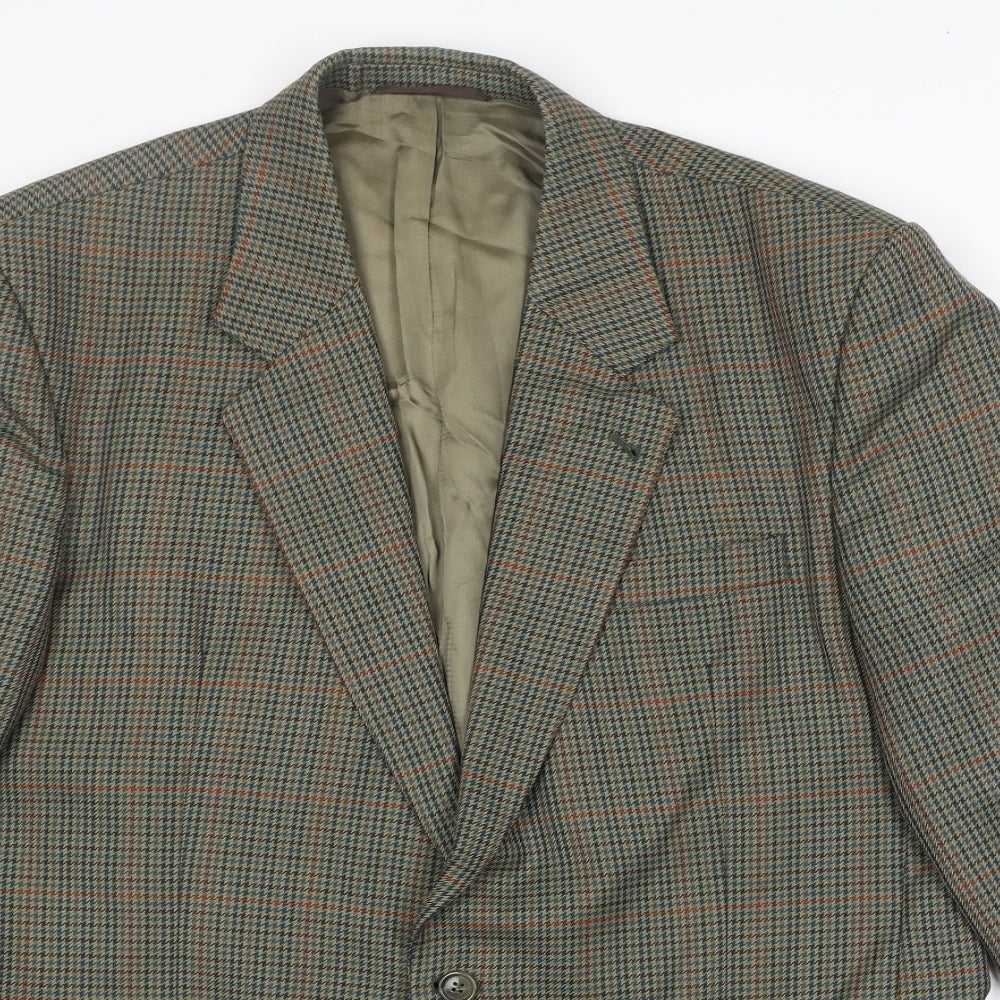 Skopes Mens Green Houndstooth Polyester Jacket Blazer Size XL