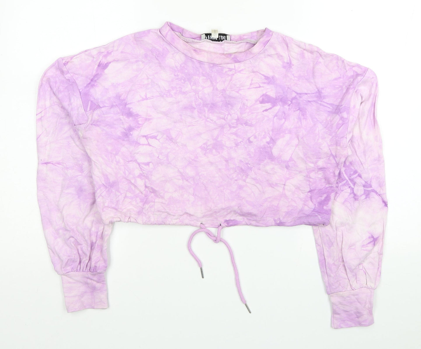 Femme Luxe Womens Pink Cotton Pullover Sweatshirt Size 6 Pullover - Tie Dye Pattern, Cropped