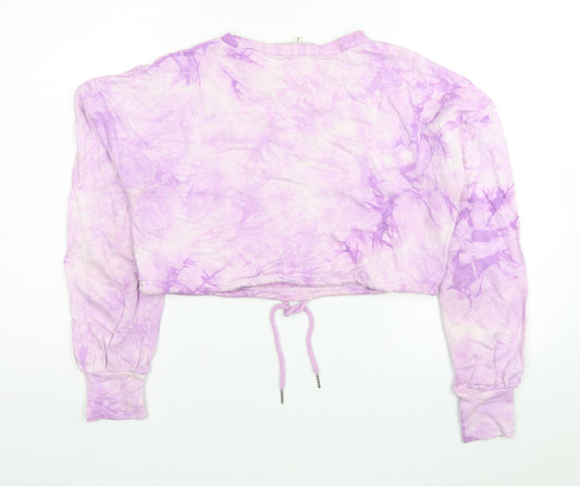 Femme Luxe Womens Pink Cotton Pullover Sweatshirt Size 6 Pullover - Tie Dye Pattern, Cropped