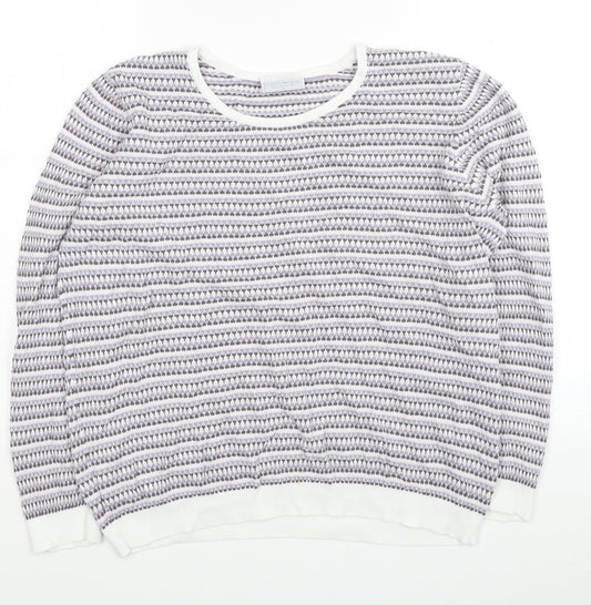 Cotswold Womens Multicoloured Boat Neck Geometric Cotton Pullover Jumper Size L