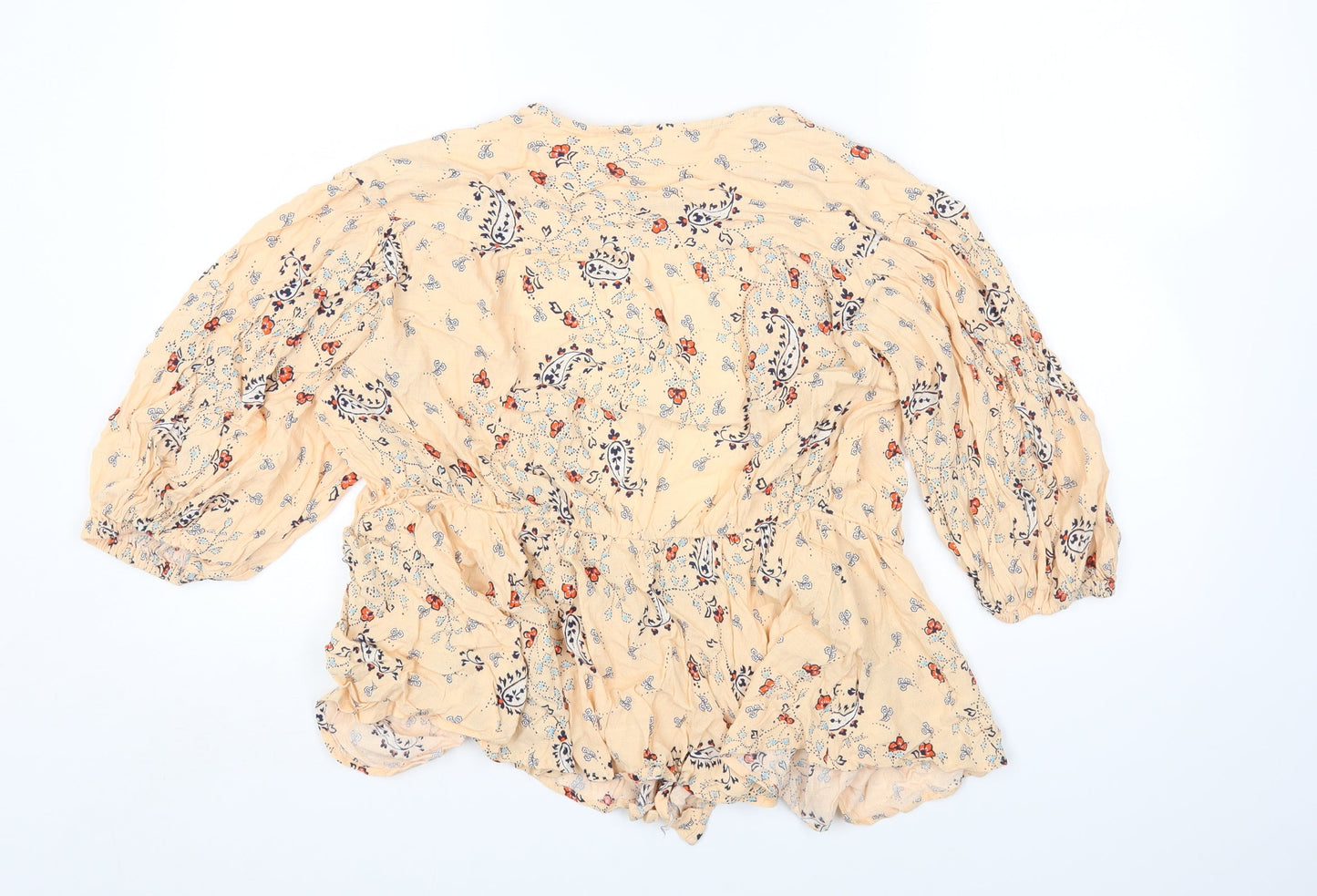 Per Una Womens Orange Paisley Viscose Basic T-Shirt Size 10 Scoop Neck