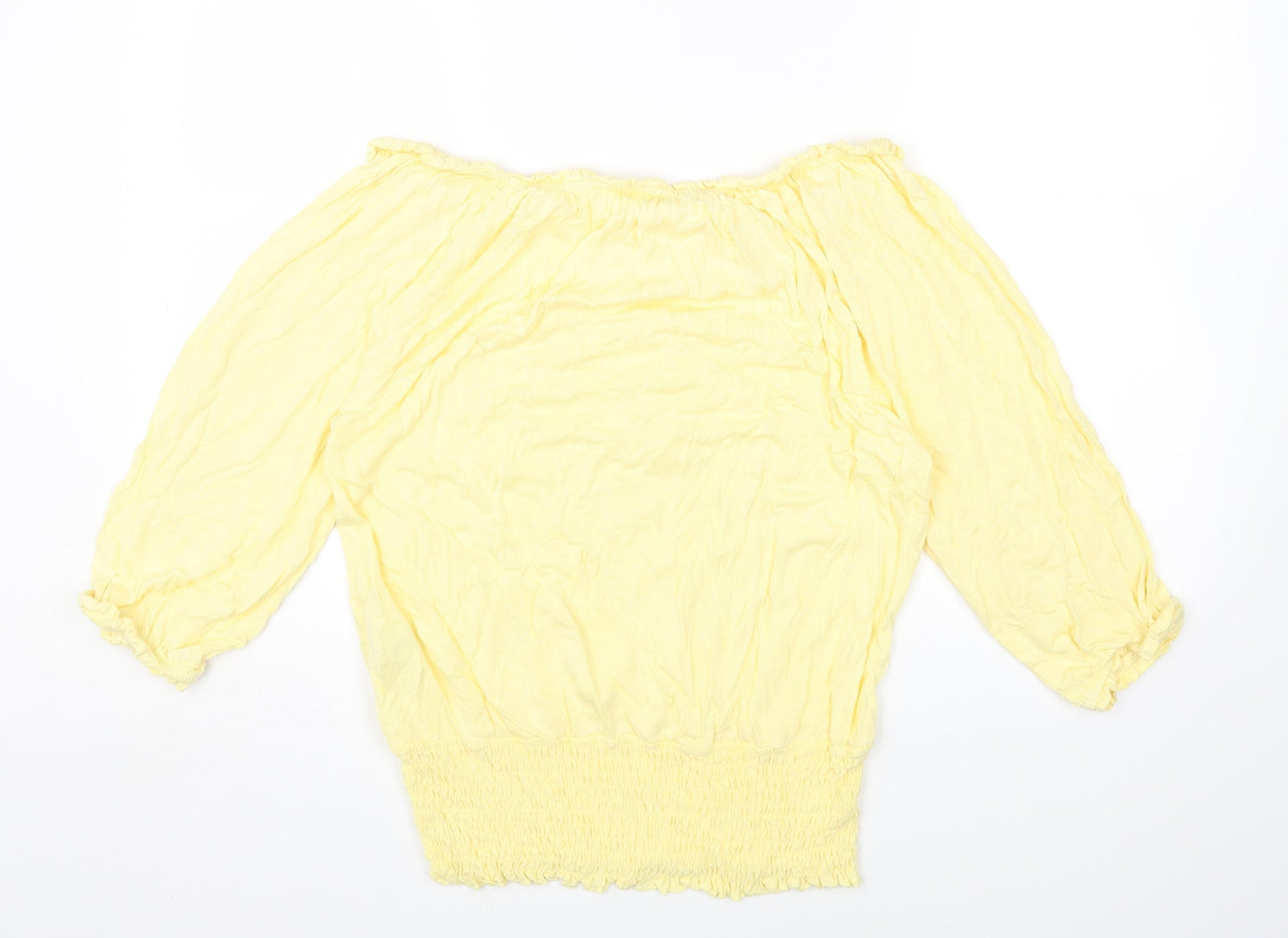 LASCANA Womens Yellow Viscose Jersey T-Shirt Size 14 Off the Shoulder