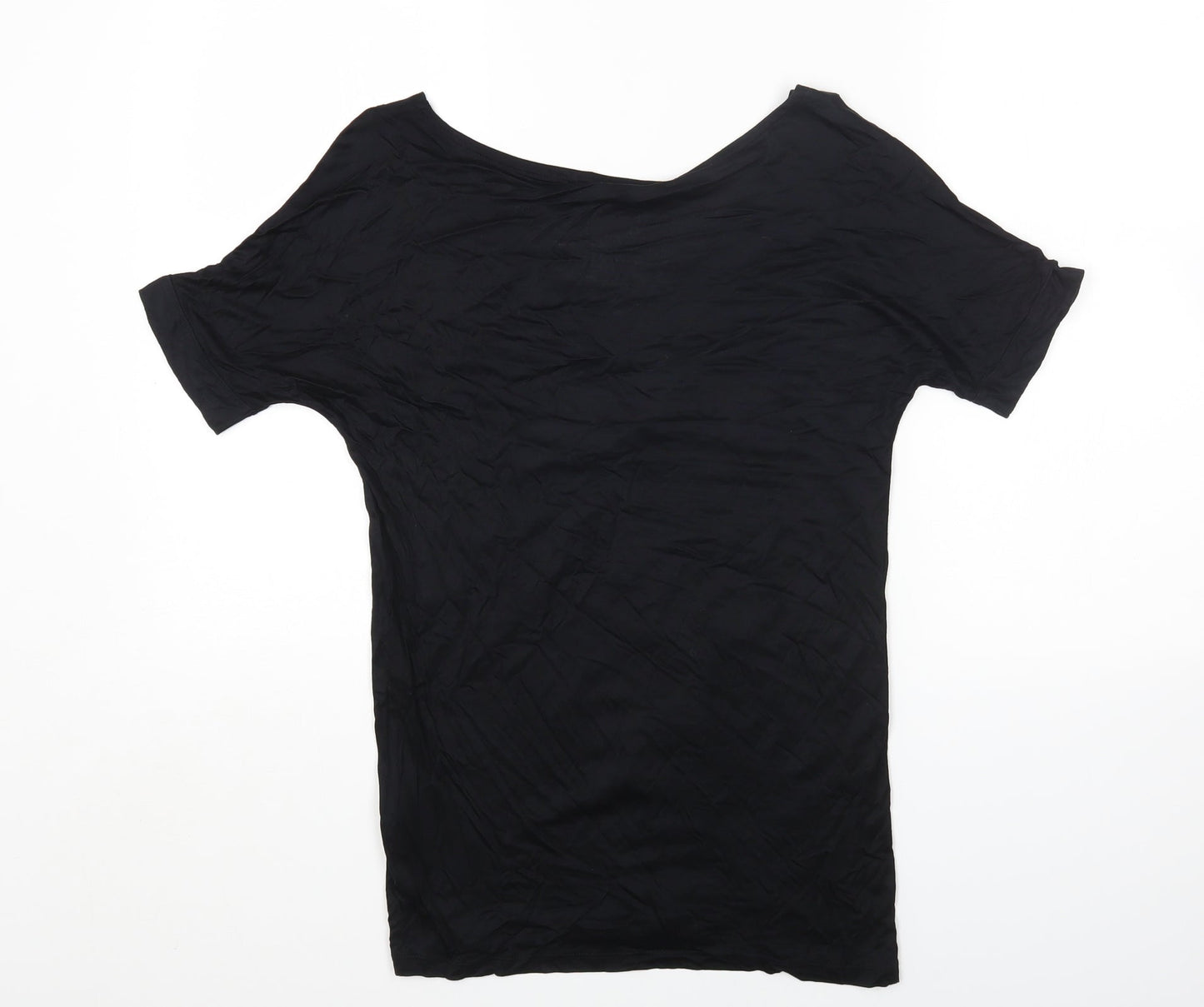 Marks and Spencer Womens Black Viscose Jersey T-Shirt Size 6 V-Neck