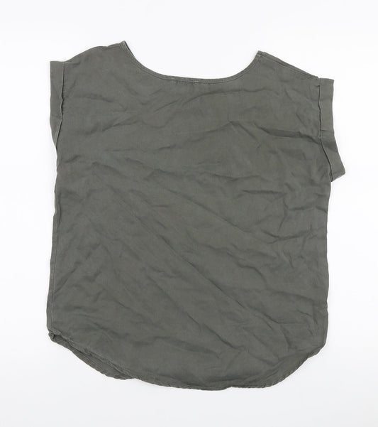 Apricot Womens Green Lyocell Basic T-Shirt Size 8 Round Neck
