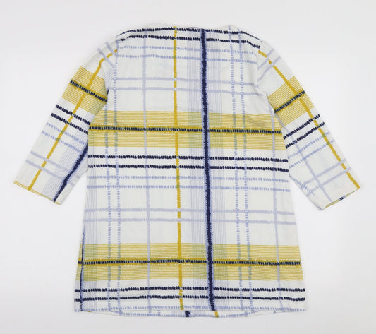 Love Leisure Womens White Plaid Polyester Tunic Sweatshirt Size 12 Pullover