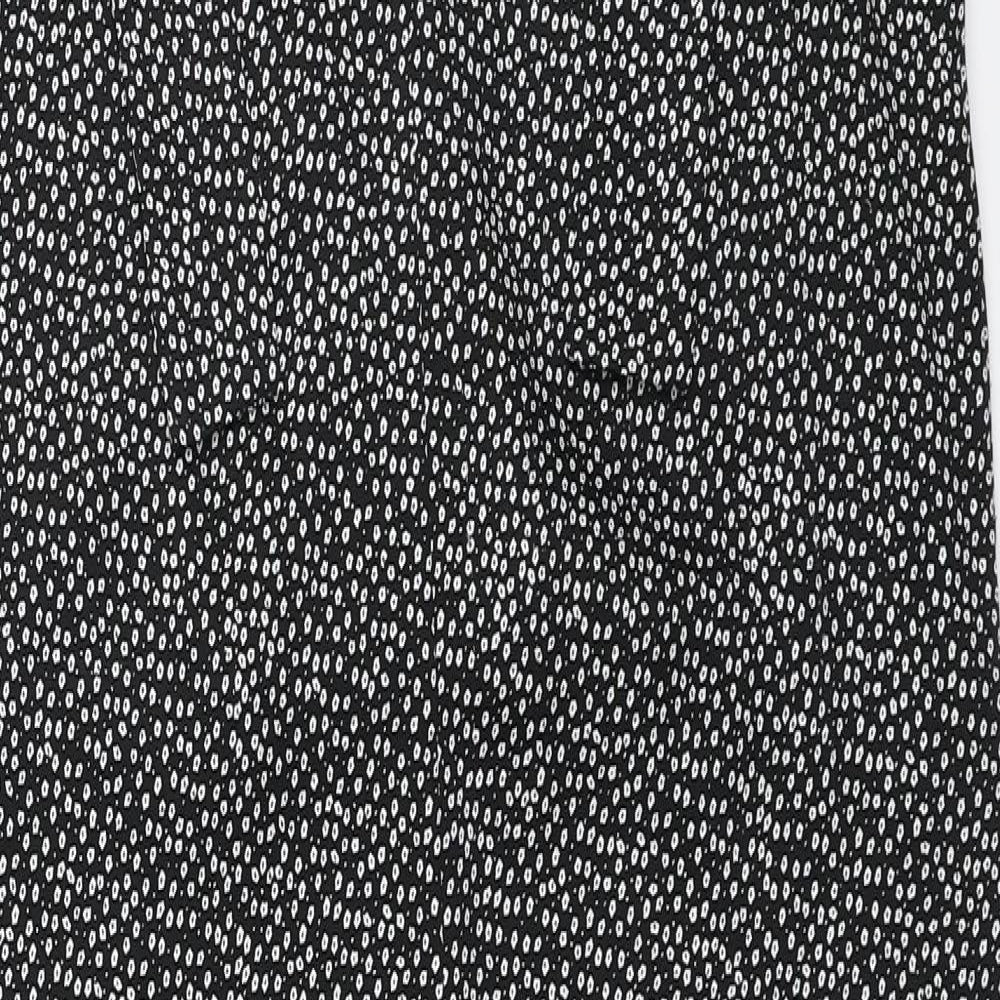 H&M Womens Black Geometric Polyester A-Line Size S V-Neck Pullover