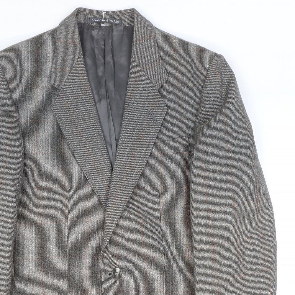 Dunn & Co Mens Grey Striped Wool Jacket Suit Jacket Size 34