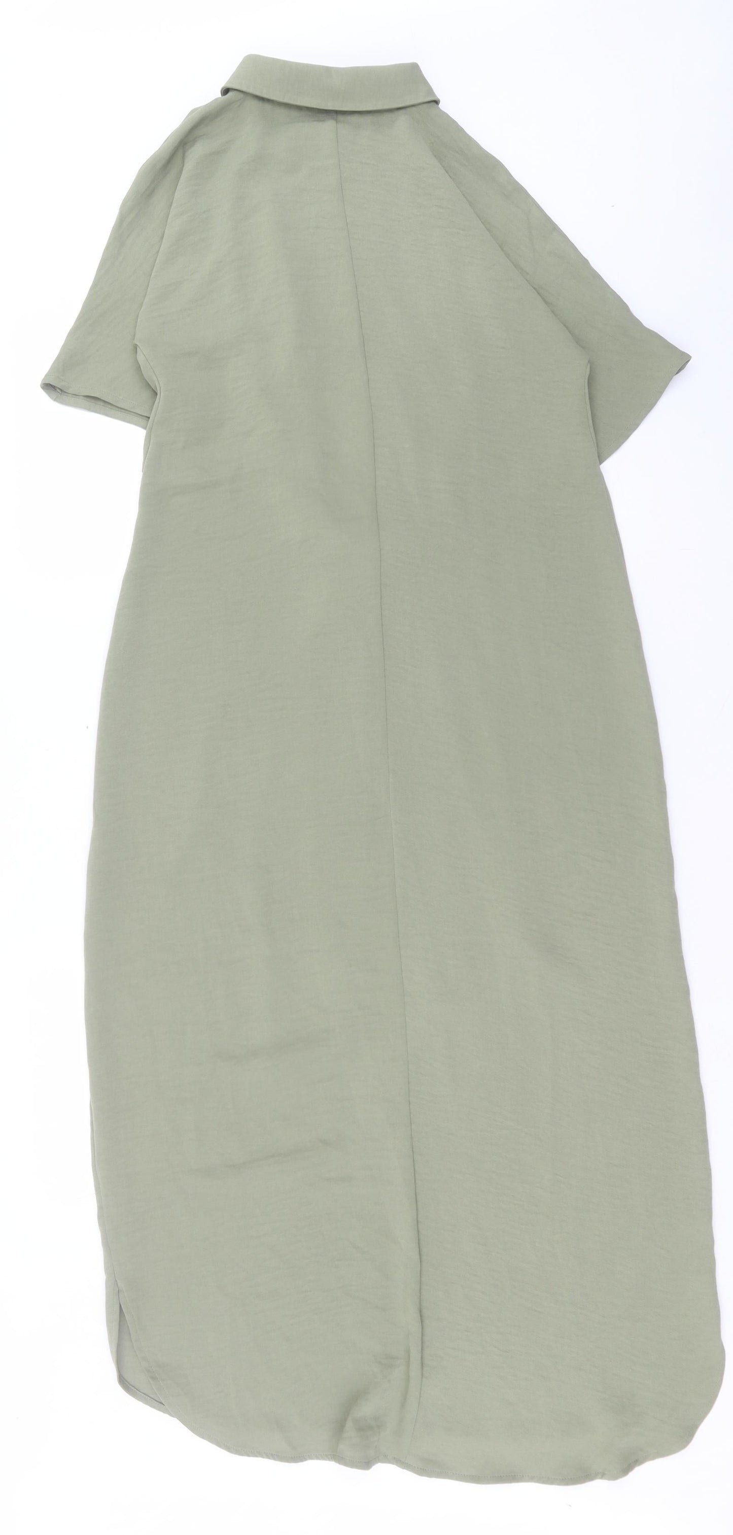 Marks and Spencer Womens Green Polyester Shirt Dress Size 6 Collared Button