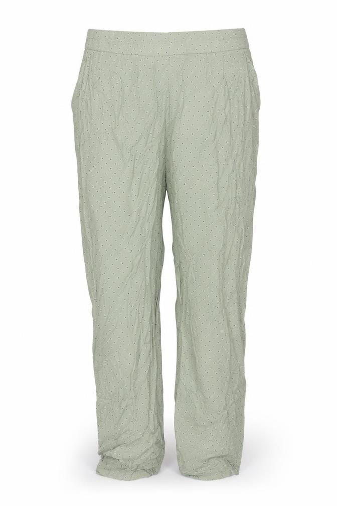 Marks and Spencer Womens Green Geometric Viscose Trousers Size 8 L31 in Regular