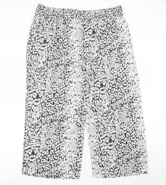Marks and Spencer Womens Grey Geometric Polyester Trousers Size 20 L24 in Regular Snap