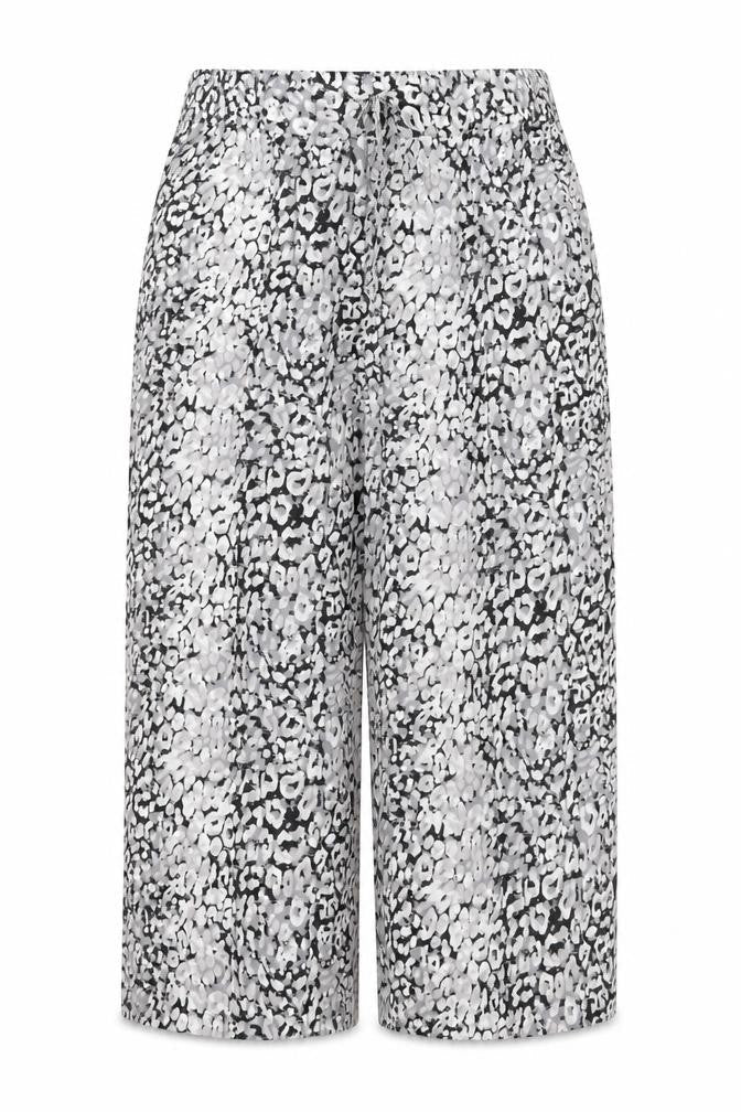 Marks and Spencer Womens Grey Geometric Polyester Trousers Size 20 L24 in Regular Drawstring