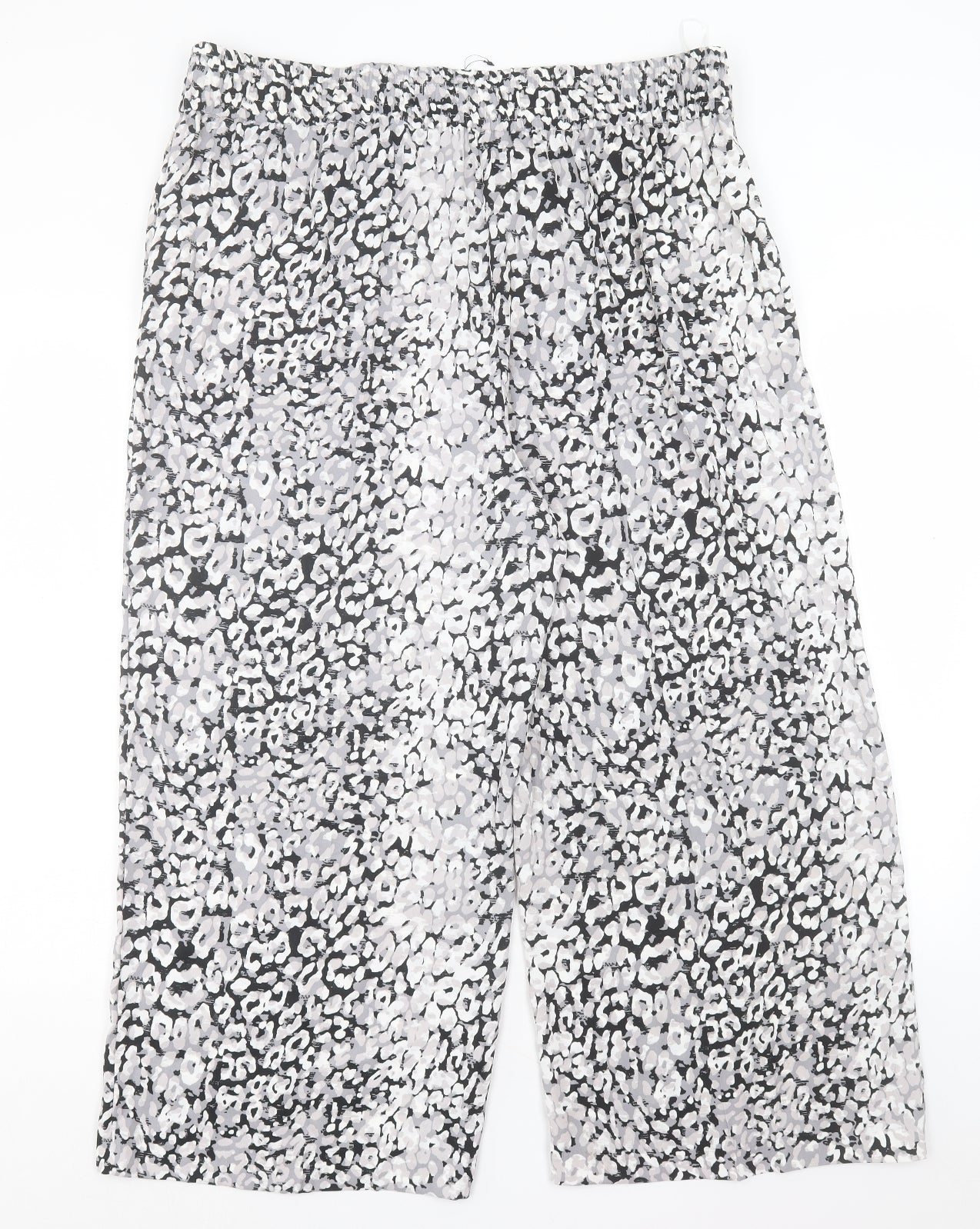Marks and Spencer Womens Grey Geometric Polyester Trousers Size 20 L24 in Regular Drawstring