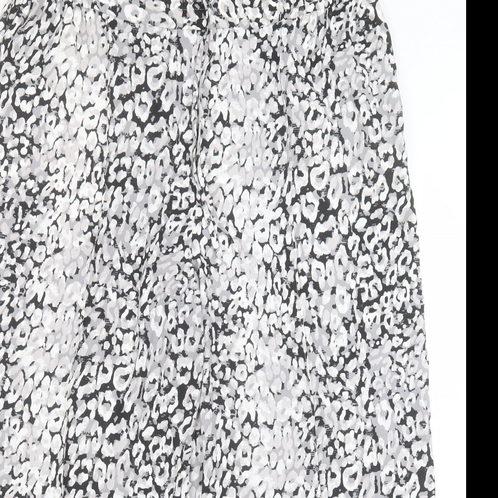 Marks and Spencer Womens Grey Geometric Polyester Trousers Size 20 L24 in Regular Drawstring