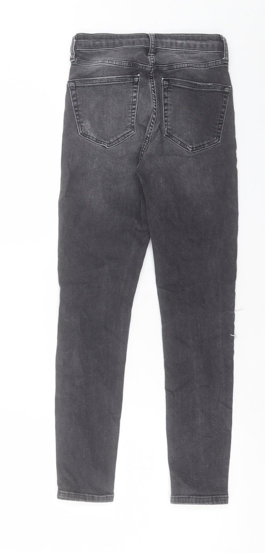 Topshop Womens Grey Cotton Skinny Jeans Size 26 in L30 in Regular Button