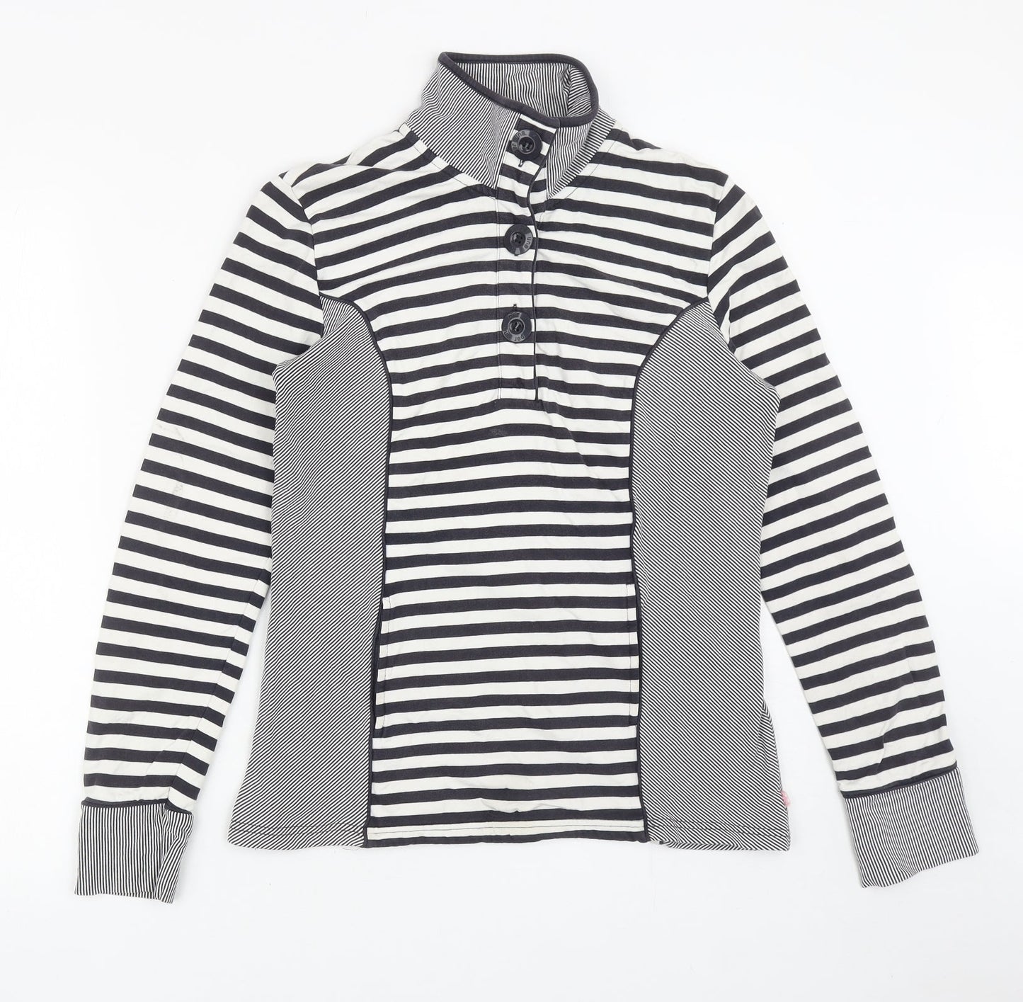 Per Una Womens Blue Striped Cotton Henley Sweatshirt Size S Button