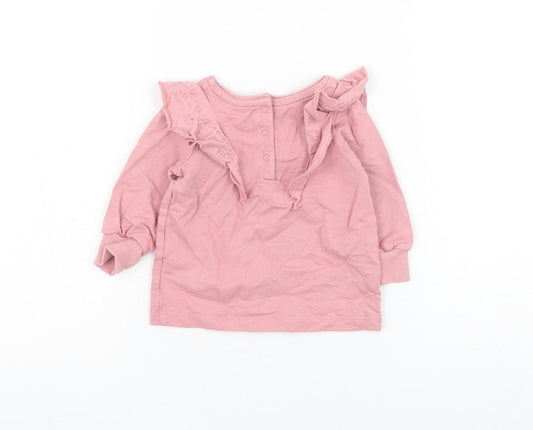 NEXT Girls Pink Cotton Pullover Jumper Size 3-6 Months Button