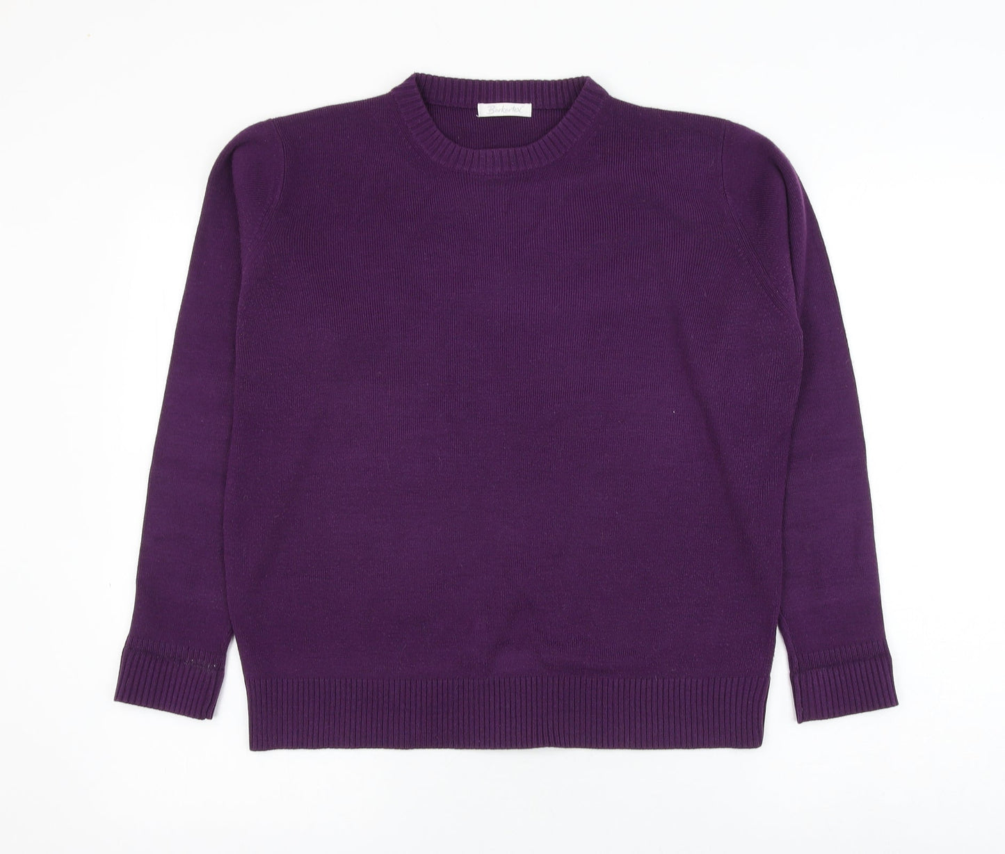 Berkertex Womens Purple Round Neck Plaid Acrylic Pullover Jumper Size 14