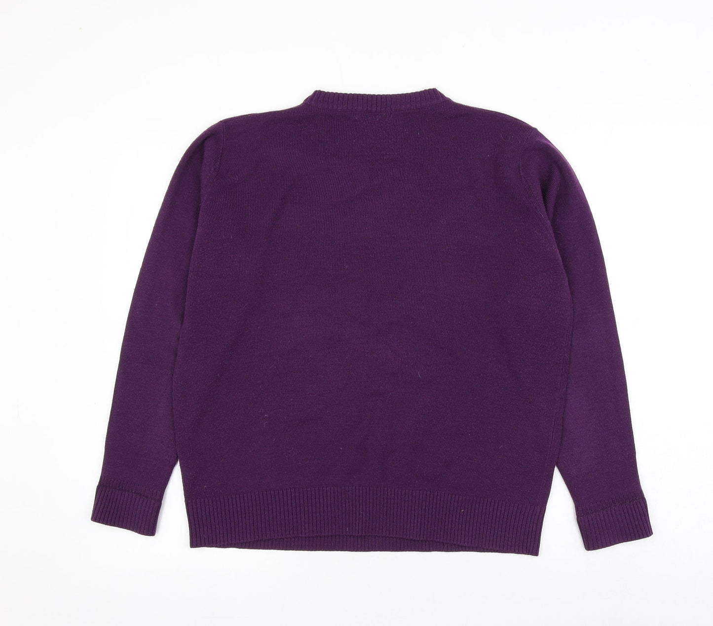 Berkertex Womens Purple Round Neck Plaid Acrylic Pullover Jumper Size 14