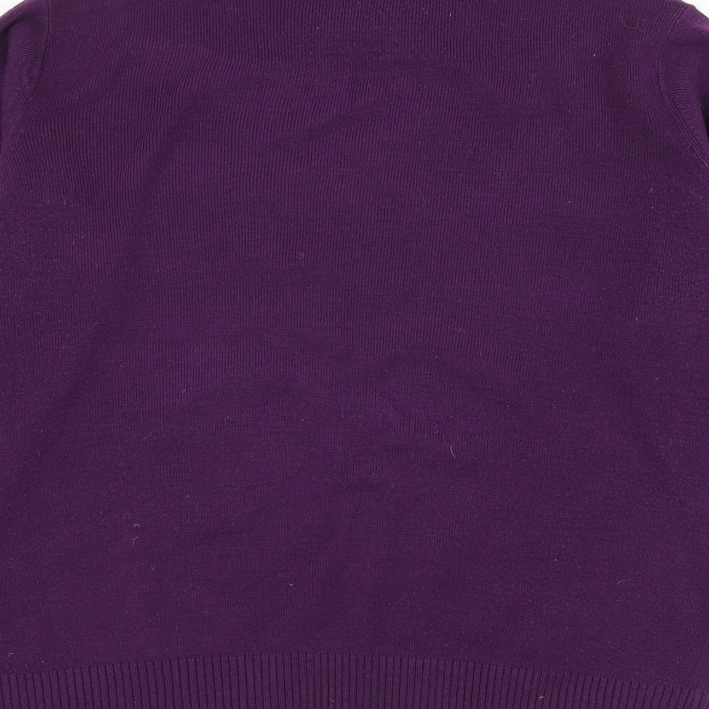 Berkertex Womens Purple Round Neck Plaid Acrylic Pullover Jumper Size 14
