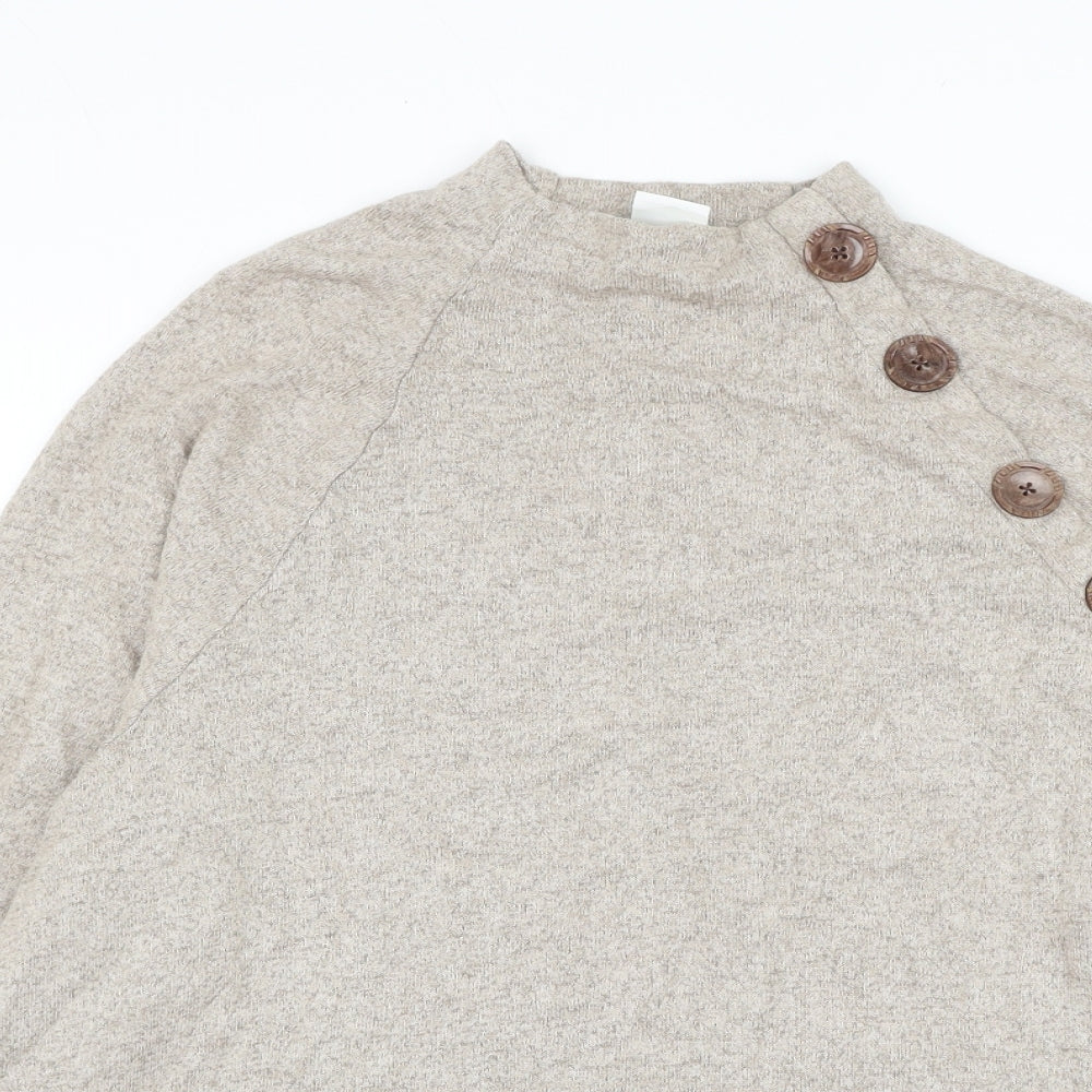 H&M Womens Beige Round Neck Viscose Pullover Jumper Size S