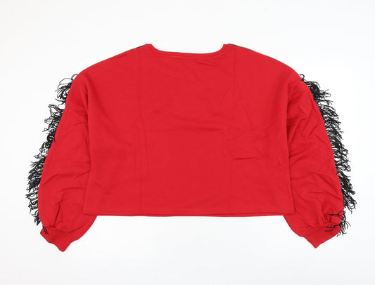 Oh My Days Womens Red Striped Polyester Pullover Sweatshirt Size 14 Pullover