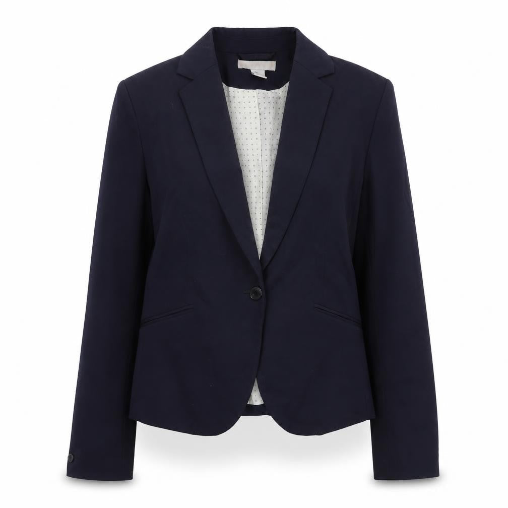 H&M Womens Blue Polyester Jacket Suit Jacket Size M